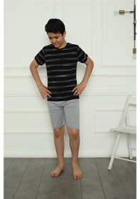 Resim Akbeniz Erkek Çocuk Penye Şortlu Pijama Takım 20392 SIYAH 