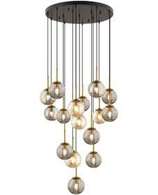 Resim Lampaluce Lampaluce Regina Modern Sarkıt Salon Yüksek Tavan Avizesi Avizesi 15'li Çok Renkli 