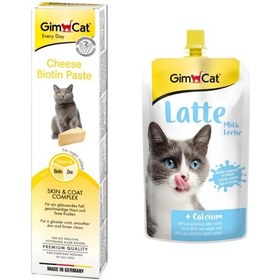 Resim Gimcat Peynirli Biotinli Kedi Macunu 50 G + Gimcat Latte Kedi Sütü 200 G 