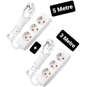 Resim Multilet Grup Priz Uzatma Kablosu ( 1 Adet 3'lü Üçlü 3 Mt Metre + 