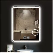 Resim GLOBAL LED MIRROR 75x105 Cm Makyaj Aynalı Dokunmatik Tuşlu Buğu Yapmayan Ledli Banyo Aynası 