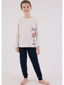Resim U.S. Polo Assn. U.s. Polo Assn 2226 Uzun Kol Erkek Çocuk Pijama Eşofman Takımı Taş 