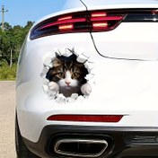 Resim Gerçekçi 3D Gözetleyen Kedi Araba Stickerı - Dayanıklı PVC Vinil Dekor Otomobil Dış Yüzeyi, Motosiklet ve Pencereler İçin - Canlı Yansıtıcı Tasarım, Hava Koşullarına Dirençli, Kolay Uygulanır & Çıkarılır 