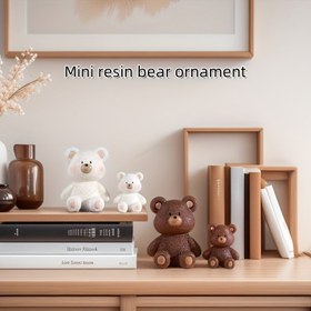 Resim 2 adet Sevimli Reçine Ayı Figürleri - Miniatur Oturan Ayı Süsleri, Bir Büyük ve Bir Küçük, Masa / Raf için Uygun, Sevimli Ayı Severi Hediyesi, Oyuncak Ev Dekorasyonu DIY Bonsai Gösterimi, Ev ve Ofis Dekoru 