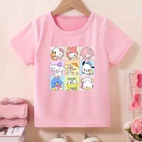Resim Sanrio için for kuromi Grafik Tişört Kızlar İçin - Yumuşak Mavi Kısa Kollu Tişört, Sevimli Karakter Baskısı, Yaz İçin Nefes Alabilir ve Rahat, 3-10 Yaş, Günlük Stil, Nefes Alabilir Giyim | Eğlenceli Tasarım | Rahat Kesim, Sevimli Kız Tişörtleri 