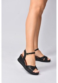 Resim Fox Shoes Siyah Dolgu Topuklu Kadın K674305009 Siyah 