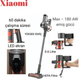 Resim Xiaomi G20 Max 180 Aw Emiş Gücü, LED Ekran, Hayvan Kılı Fırçası ,60 Dakika Çalışma Süre Vacuum Cleaner Şarjlı Süpürge 