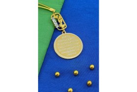 Resim Parlak Taşlı Kelebek Aksesuarlı Ayetel Kürsi Hilye-I Şerif Komple Paslanmaz Çelik Araba Ayna Süsü 