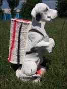 Resim Kemikli Sevimli Köpek İç Dış Mekan 55cm Şemsiyelik Sepetli Heykel 