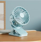 Resim Mini Taşınabilir Usb Şarj Edilebilir Döndürülebilir Klipsli Masa Vantilatörü Mavi 