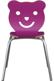 Resim enskids Ens Kids Fuşya Renkli Demir Ayaklı Panda Model Ahşap Çocuk Sandalyesi (3-8 Yaş Arası) 