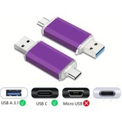 Resim Motion003 Lansten 128 Gb Usb C Flash Bellek Android Telefonlar Ve Pc İcin 40 60mb S Yazma Hizi Mor 
