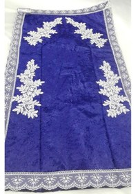 Resim Çeyizlik Kadife Fransız Güpürlü Lacivert Seccade 