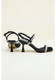 Resim Çift Taşlı Topuklu Ayakkabı Siyah-siyah 