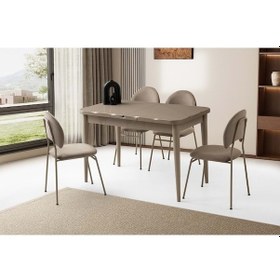 Resim Cappicino Mobilgen Suna Sandalye 120+30 Kelebek Kütük Hg Açılabilir Masa Takımı Cappuccino 