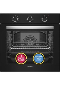 Resim Simfer 9 Fonksiyon QS Mekanik Siyah Büyük Pop-Up 3'lü Ankastre Set (8220 Fırın + 3500 Ocak + 8703 Davlumbaz) 