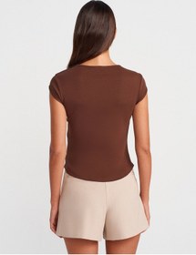 Resim Dilvin 31779 Bisiklet Yaka Basic T-shirt-açık Kahve Açık Kahve 