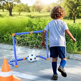 Resim Taşınabilir Çocuk Futbol Kaleleri - İç ve Dış Mekan Kullanımı için Katlanabilir Plastik Futbol Çerçevesi, Mavi & Turuncu Spor Oyuncak Beyaz Ağ ile, Bahçe, Park veya Tatil Hediyeleri için Mükemmel (Cadılar Bayramı & Noel), Kızlar için Futbol Hediyeleri, Arka Bahçe Futbol Kurulumu 