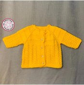 Resim Uretti - Kadir 7704 - El Örgüsü Bebe Yün Robalı Yaka Kız Bebek Hırka - 10 / 12 Ay Sarı 