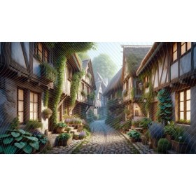 Resim Venspor Nostaljik Ortaçağ Sokakları Arkaplan 200 x 150 cm Fon Duvar Örtüsü 