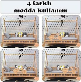 Resim Motosikletli Montessori Yatak Doğal Çam Ağacı Çocuk Karyola 90X190 