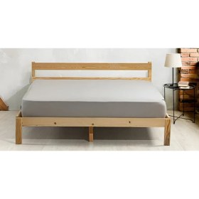 Resim Pinoxi Masif Ahşap Karyola Çift Kişilik 150X200 cm Doğal Ahşap Natural 