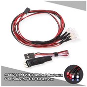 Resim Xindoker 1/10 1/8 Rc Araba Işıklı Seti: 4 Led 2 Beyaz 2 Kırmızı Kumanda Kontrolcü İle, Far, Stop, Sinyal Ve Flaş Fonksiyonu 