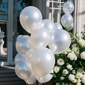 Resim 15/25/50 adet Pırıl Pırıl Beyaz Balon Seti, Düğün Balon Süslemeleri, Doğum Günü Süslemeleri, Nişan Partisi Süslemeleri, Sevgililer Günü Partisi Süslemeleri için mükemmel. 