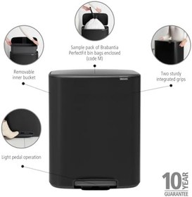 Resim Brabantia Çöp Kutusu, çelik plastik, Mat Siyah, 60L 