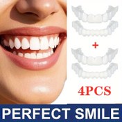Resim 4 Parça Beyaz Üst Alt Takma Diş Seti, Kolay Temizlenir 