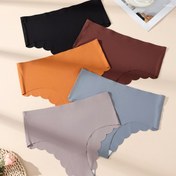 Resim 5 adet Kadınlar için Büyük Beden Buzlu İpek İç Çamaşırı, Nefes Alabilir ve Yumuşak, Rahat Oturuşlu Kenarları Kesilmiş - Siyah, Gri Mor, Açık Mavi, Karamel, Koyu Kahve - Günlük Konfor için Çok Renkli Karışım, Günlük Konfor Giyim | Düz Renk İç Çamaşırı | Yumuşak Dokulu 