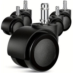 Resim Dashanshop 5 Adet Sessiz Ofis Sandalye Tekerleği 2 Inç Halı Ve Parke Zeminler İçin Siyah Siyah 