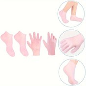 Resim 2 Çift Nemlendirici Çorap ve Eldiven Silikon Yeniden Kullanılabilir Kuru Çatlamış Cilt Yumuşatıcı Peeling Ayak ve El Bakım Araçları 