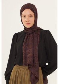 Resim Mirsoy Scarf Kazayağı Desen Parlak Jakar Şal - Acı Kahve Acı Kahve 