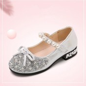 Resim Gümüş Çocuk Ayakkabıları Inci Rhinestones Parlayan Bahar Çocuklar Prenses Ayakkabı Bebek Kız Ayakkabı Parti Ve Düğün Ayakkabı Boyutu İçin Gümüş 