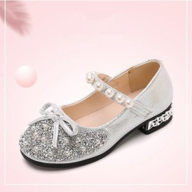 Resim Gümüş Çocuk Ayakkabıları Inci Rhinestones Parlayan Bahar Çocuklar Prenses Ayakkabı Bebek Kız Ayakkabı Parti Ve Düğün Ayakkabı Boyutu İçin Gümüş 