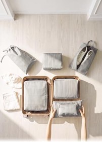 Resim Ocean Home Textile 7'li Gri Balıksırtı Bavul İçi Düzenleyici Set 