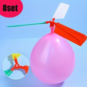 Resim 8'li uçan balon oyuncağı seti, açık hava çocuk balon helikopter oyuncakları, nostaljik klasik eğitici oyuncaklar, eğlenceli uçan balon seti, pompsuz 