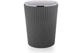 Resim Şık Krom Kaplama 6 Litre Banyo Çöp Kovası, Gri Renk 