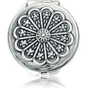 Resim Gümüş Papatya Motifli Kapaklı El Aynası 