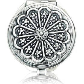 Resim Gümüş Papatya Motifli Kapaklı El Aynası 