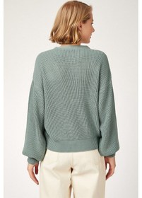Resim Aqe Fashion Kadın Mint Yeşili 3 Düğmeli Kolu Volanlı Hırka Mint Yeşili 