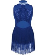 Resim Beyaz Kızlar Parlak Taklidi Payet Caz Dans Elbise Şeffaf Örgü Püskül Etek Paten Bale Mayoları Elbiseler Sahne Performansı Giyim Beyaz 