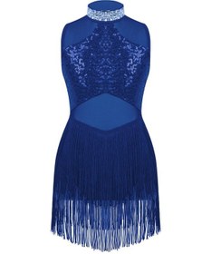 Resim Beyaz Kızlar Parlak Taklidi Payet Caz Dans Elbise Şeffaf Örgü Püskül Etek Paten Bale Mayoları Elbiseler Sahne Performansı Giyim Beyaz 