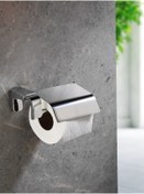 Resim Sas Haus Uzun Ömürlü Paslanmaz Kapaklı Banyo ve Tuvalet Kağıtlığı, Duvara Monteli Krom 