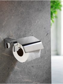 Resim Sas Haus Uzun Ömürlü Paslanmaz Kapaklı Banyo ve Tuvalet Kağıtlığı, Duvara Monteli Krom 