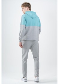 Resim Maraton Sportswear Comfort Erkek Kapşonlu Dar Paça Reglan Kol Basic Turkuaz Eşofman Takımı 22309-turkuaz Turkuaz 