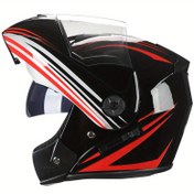Resim 1 adet Siyah Flip-Up Motosiklet, Çift Gözlük ve Tam Yüz Koruma - ABS Malzeme, Kış Sporları için Sıcak Tutma Tasarımı, Yetişkinler için Şık Spor, Açık Hava Spor Ekipmanları, Modern Spor, Dayanıklı Yapı 