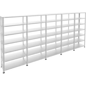 Resim Rafburada 7 Katlı 5'li Galvaniz Çelik Raf - Depo, Arşiv, Kiler, Dosya, Market Rafı - 43x93 cm-200 cm-0.70 mm 