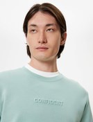 Resim Bisiklet Yaka Sweatshirt Slogan Baskılı Basic Uzun Kollu Pamuklu İnterlok Kumaş 